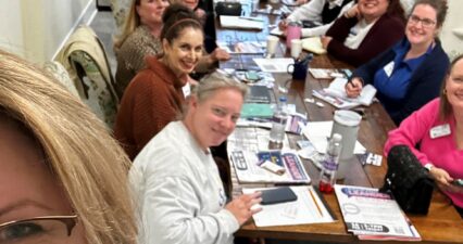 Selfie group photo of Sara Mariani and the Leander Chamber Women in Business Microgroup at Leander Chamber